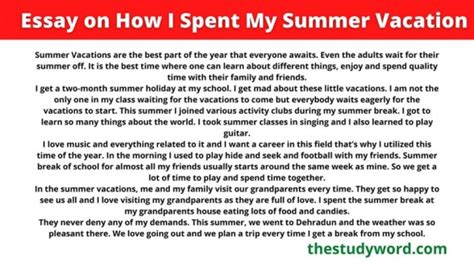 Essay about summer school